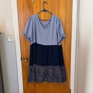 SHEIN Curve Navy Floral Dress